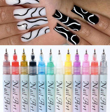 12 Stück Nail Art Pen Marker Set 0,5 mm extra feine Spitze Graffiti Zeichnen Verzieren