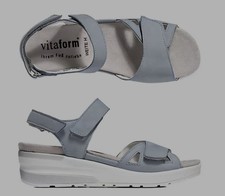 VITAFORM Sandalette Nubukleder Klettriemen Keilsohle Hellblau Größe 38