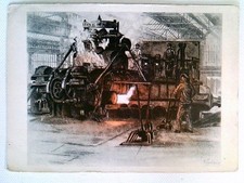 Duisburg, DEMAG, Schrägwalzwerk für nahtlose Rohre, farbig, Künstler Ansichtskar