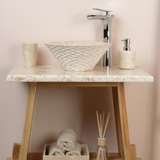 Marmor Waschtischplatte ZEN 60x40cm creme Naturstein Platte wohnfreuden