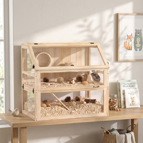 Pawhut hamsterkäfig aus - hamsterkäfig, holz