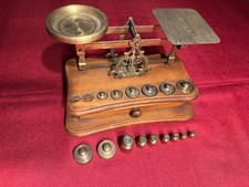 Alte Waage Apothekerwaage Briefwaage, Holz Messing inkl. Gewichte 2g - 50g