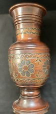 Vase Deko Holz Ornamente verziert geschnitzt Höhe 39 cm vintage 