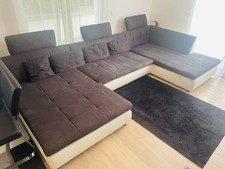 Couch / Sofa / Wohnlandschaft Anthrazit-Weiß