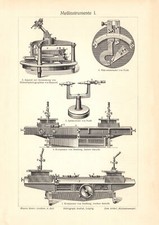 Meßinstrumente I. - II. historischer Druck Holzstich ca. 1906 Bildtafel Technik