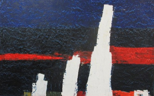 ölbild abstrakt rot blau - Ölbild,