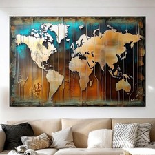 Weltkarte Leinwandbild Braun