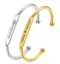 ID Edelstahl Armreif + Gravur