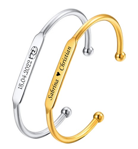 Edelstahl armreif gravur - id,