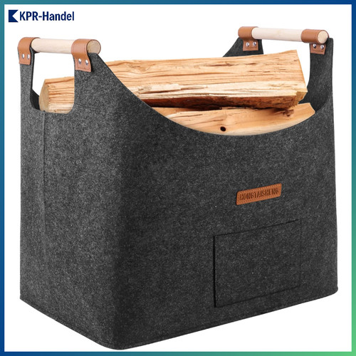 Faltbarer holzkorb aus - aus, filz