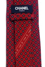 CHANEL Paris orig. Vintage Krawatte Tie 1166 aus 100% Seide bordeaux geometrisch