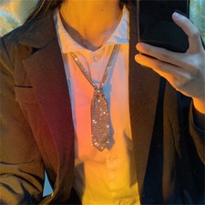 Damen Kurz Doppellagig Krawatte Strass Kristall Halskette Preppy Club