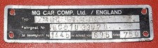 Altes kleines Oldtimer Auto Typen-Schild MG Car Ltd England MGC GT