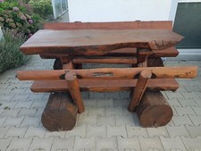 Absolutes Unikat: Eiche Massiv, Garten Holztisch mit Bänken In Naturform!