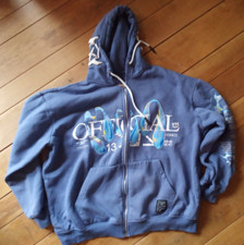 Oversize Hoodie mit Kapuze, Zipper, blau, bedruckt, Jungen, Boohooman, Größe S