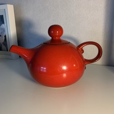 Mid Century Rote Keramik Teekanne oval 1,25 l