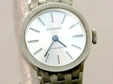 DUGENA CLASSIC Silber 835 Handaufzug Damen Armbanduhr um 1966