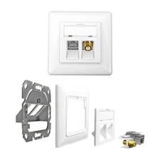 Cat.6A Netzwerkdose mit Keystone Jack Modul 10Gbit RJ45 LAN + TV SAT F-Antenne