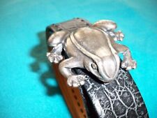 NURAGE Gürtel Gr. 95 schwarzes Leder mit Froschschnalle silberfarben