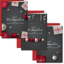12 Weihnachtskarten Set "Festlicher Glanz" Klappkarten A6 mit Umschlägen