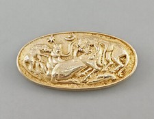 9325136-d 800er Silber Jagdliche Silber-Brosche Antikschmuck vergoldet