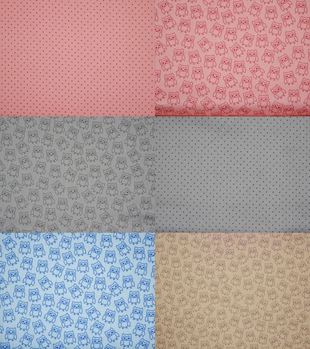 Eulen mini punkte rosa - rosa, grau