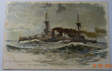 AK Panzerschiff S.M. Weissenburg unter Dampf  1898 U100