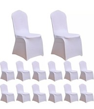 100Stuhlhussen Stretch Weiß mit gelösten Fäden -Lasche ab am Fuß - Naht offen