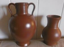 DDR GDR Studiokeramik  Thüringen 2 Vasen Braun Signiert 60/70er rar top
