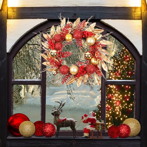 Weihnachtskranz rot gold mit - gold,