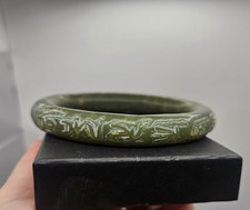 alte handgeschnitztes Grünes Jade Asiatisches Armreif-Armband aus China