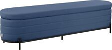 LeGer Truhen Bett Sitz Bank MARIELA Polyester Bezug blau 180x45,5x40 cm