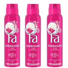 3x 150ml FA Energising Pink Passion duft der pinke Rose 0% Alu 48h Deodorant