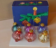DDR 6 Fadenkugeln Weihnachtskugeln Christbaum VEB Thür. Glasschmuck Lauscha