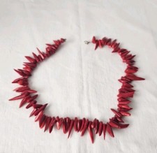 Korallen-Kette/Collier  in Peperoniform  Vintage Rote  Engelshaut Kette L: 53 cm