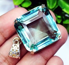 Loser Edelstein Aquamarin Farbe Topas GS Massiv Silber Anhänger 70.70 Karat
