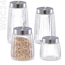 Vorratsdosen Vorratsglas Vorratsgläser Glas Vorratsbehälter Deckel Metall rund