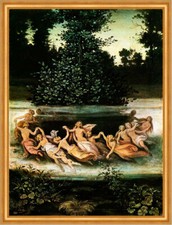 Elfenreigen Moritz von Schwind Tanz Naturwesen Zwerge Mond Wald LW H A2 0154