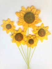 Deko-Sonnenblumen 5er Set, Papierblumen, Sisal