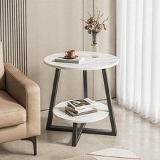 Kaffeetisch Beistelltisch Sofatisch Couchtisch Nachttisch Rund 2 Ablagen