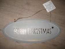 Advents Metall Schild Tür grau gold Advent Weihnacht "Merry Christmas"