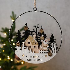 LED Dekohänger Dekoring mit Santa Fensterbild Nikolaus beleuchtet Weihnachtsdeko