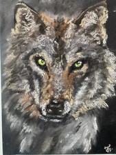 Wolf Gemälde Tierportrait