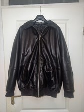 Neu!  Oversize Lederjacke  -  Bomberjacke In Schwarz Aus Echtem Leder Für Herren