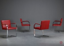 Knoll Brno Freischwinger Leder Schwarz Bauhaus Design Stuhl Mies van der Rohe