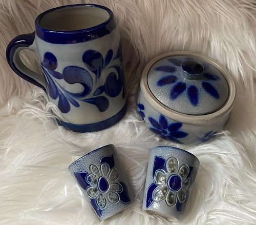 Steingut set grau - set, blau
