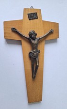 Wandkreuz Holz, Korpus Metall ca.15cm