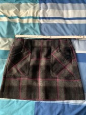 Esprit Wollrock Stiefelrock Winterrock Wolle Grau-Pink Wolle Karo Rock 34