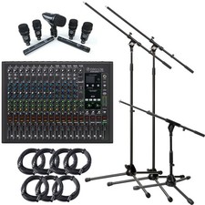 AKG Mackie Schlagzeug Komplett Set Koffer Mikro Mixer Kabel Stative Recording