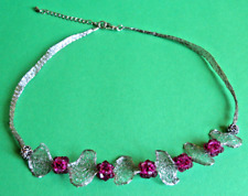 BLÜTEN KOLLIER MIT SWAROVSKI PERLEN MAGIC DRAHTGEFLECHT ***HANDARBEIT*UNIKAT***